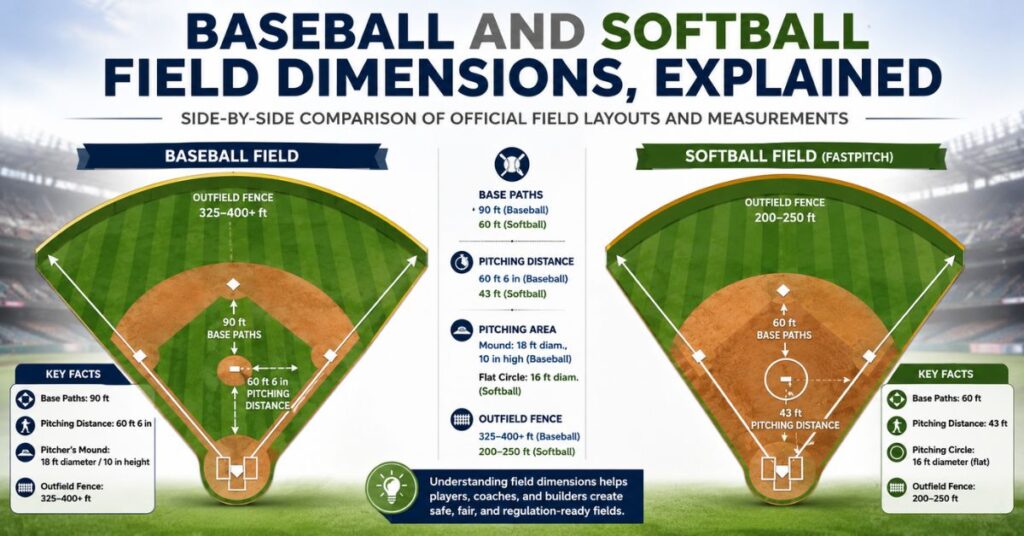 Baseball Softball Field Layouts Dimensions Complete Layout With Diagrams 2 Baseball and Softball Field Dimensions, Explained