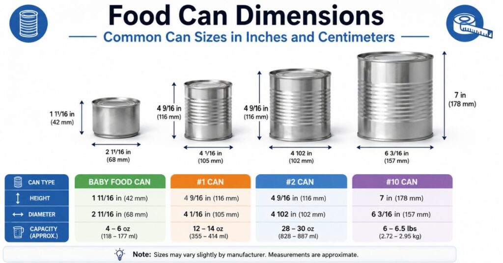 Food Can Dimensions