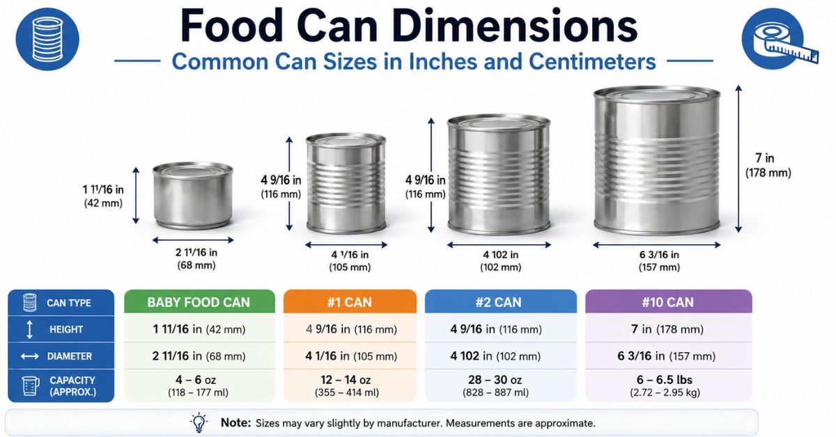Food Can Dimensions