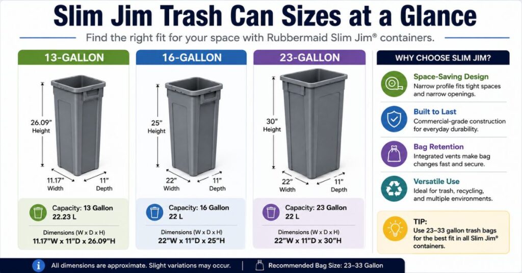 Slim Jim Trash Can Sizes at a Glance