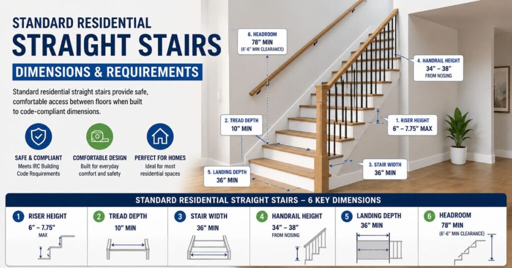 Standard Residential Straight Stairs