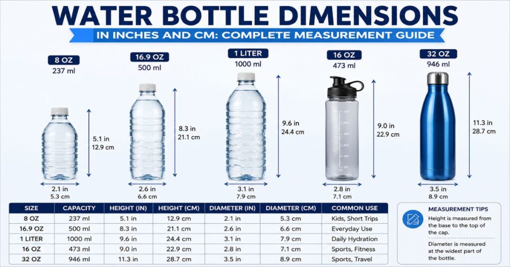 Water Bottle Dimensions
