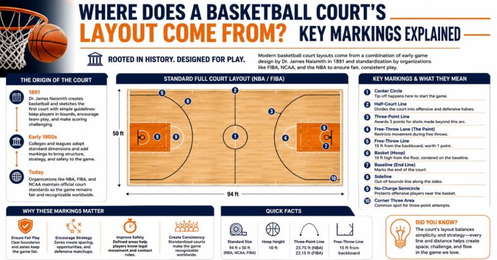 Where Does a Basketball Court's Layout Come From? Key Markings Explained
