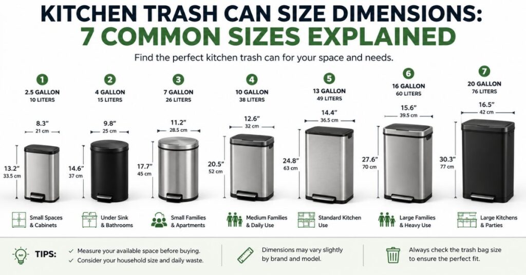 Kitchen Trash Can Size Dimensions