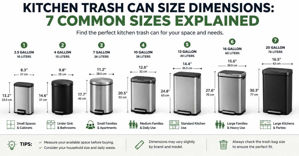 Kitchen Trash Can Size Dimensions