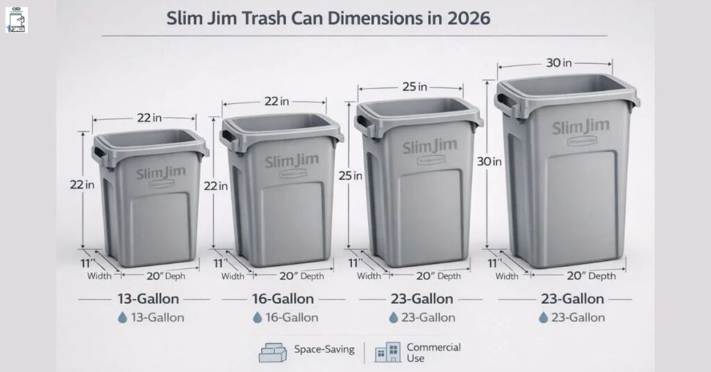 Slim Jim Trash Can Size Dimensions