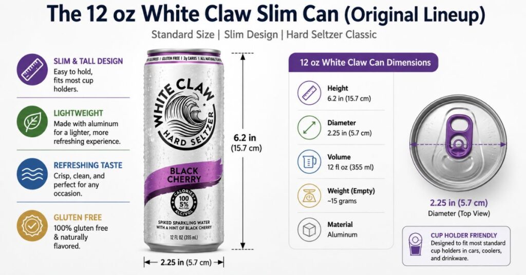 White Claw Can Size Dimensions Complete Height, Diameter & Size Guide (2026) 2 The 12 oz White Claw Slim Can (Original Lineup)