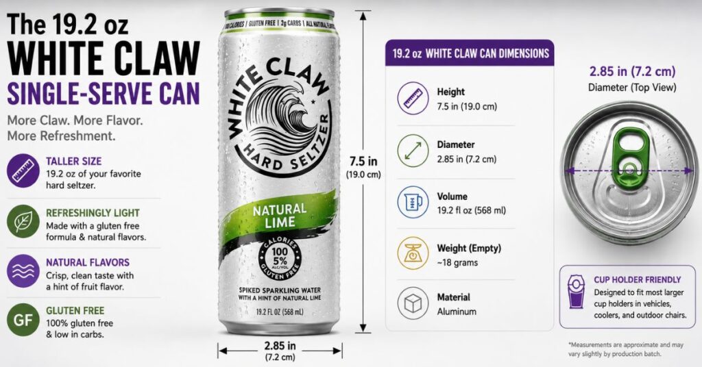 White Claw Can Size Dimensions Complete Height, Diameter & Size Guide (2026) 3 The 19.2 oz White Claw Single-Serve Can