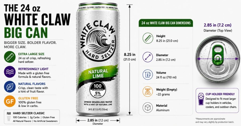 White Claw Can Size Dimensions Complete Height, Diameter & Size Guide (2026) 4 The 24 oz White Claw Big Can