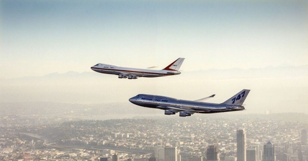 Two Boeing 747s Nose to Tail