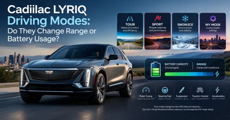 driving modes in cadillac lyriq offer different ranges or battery usages