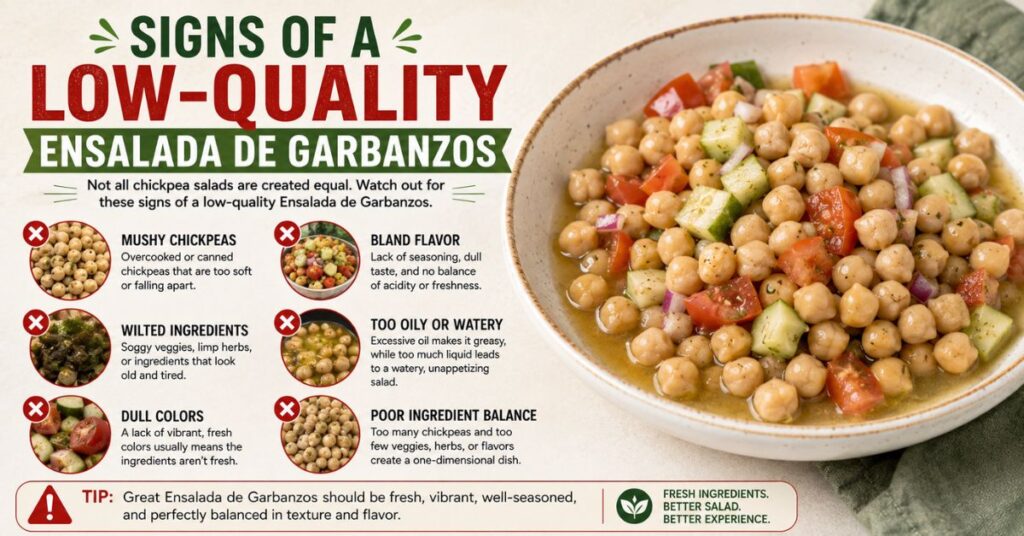 Signs of a Low-Quality Ensalada de Garbanzos